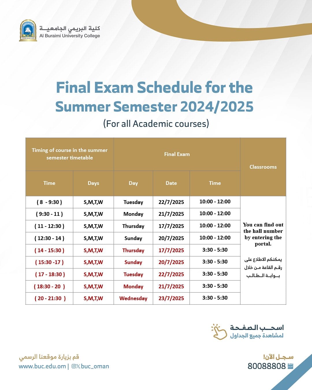 Summer 2024 Final Exam of Academic Departments - BUC
